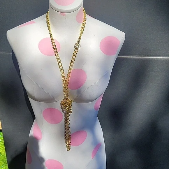 Chanel Vintage Gold Chain Extra Long Rhinestone CC Layering Necklace 03S - Picture 8 of 12